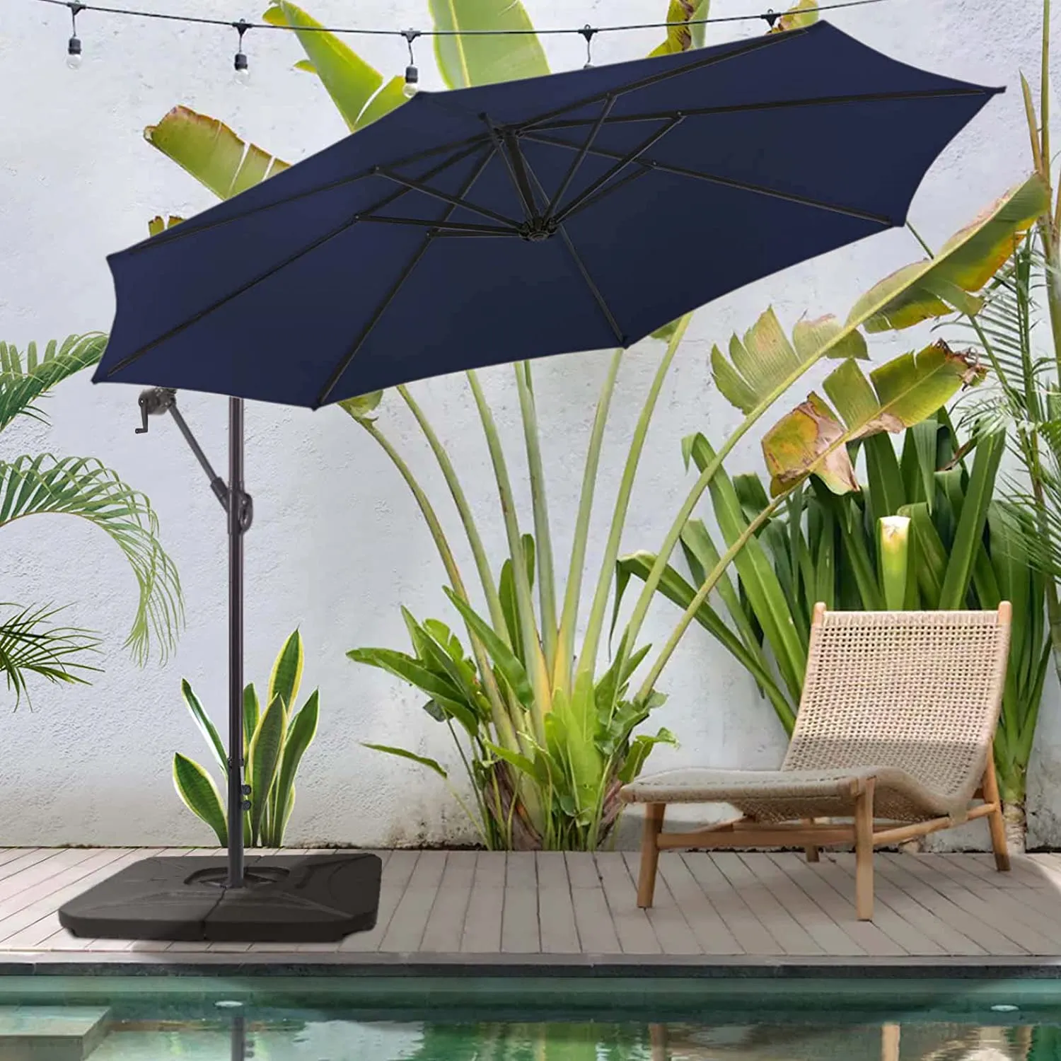 10 FT Patio Offset Umbrella Outdoor Cantilever Umbrella, 24 Month Fade Resistance & Water-repellent UV Protection