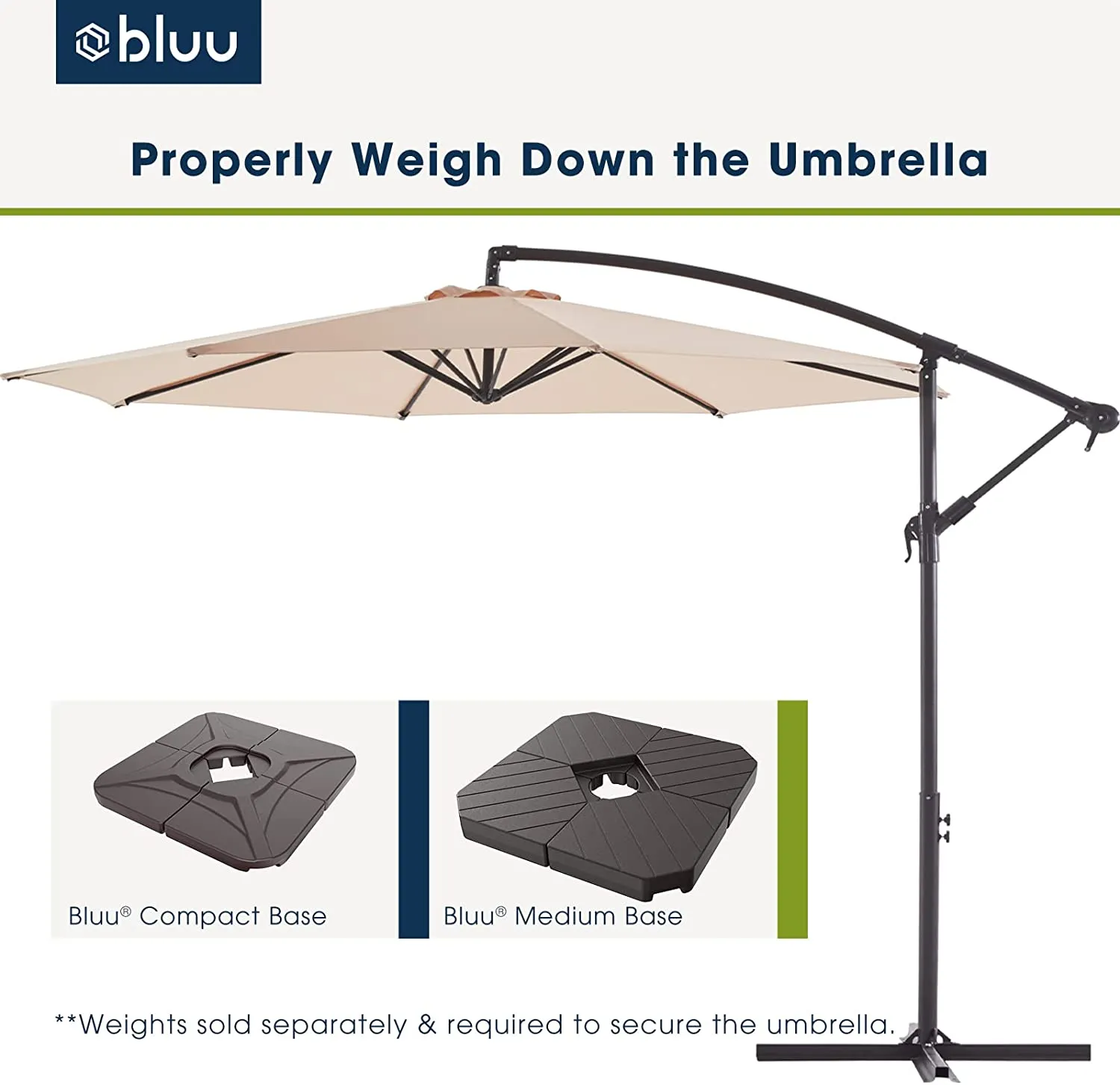 10 FT Patio Offset Umbrella Outdoor Cantilever Umbrella, 24 Month Fade Resistance & Water-repellent UV Protection