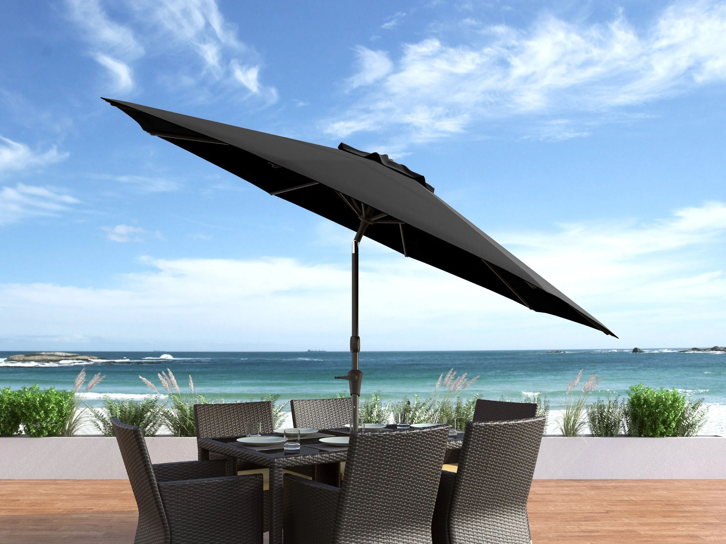 10ft Wind Resistant Black Patio Umbrella