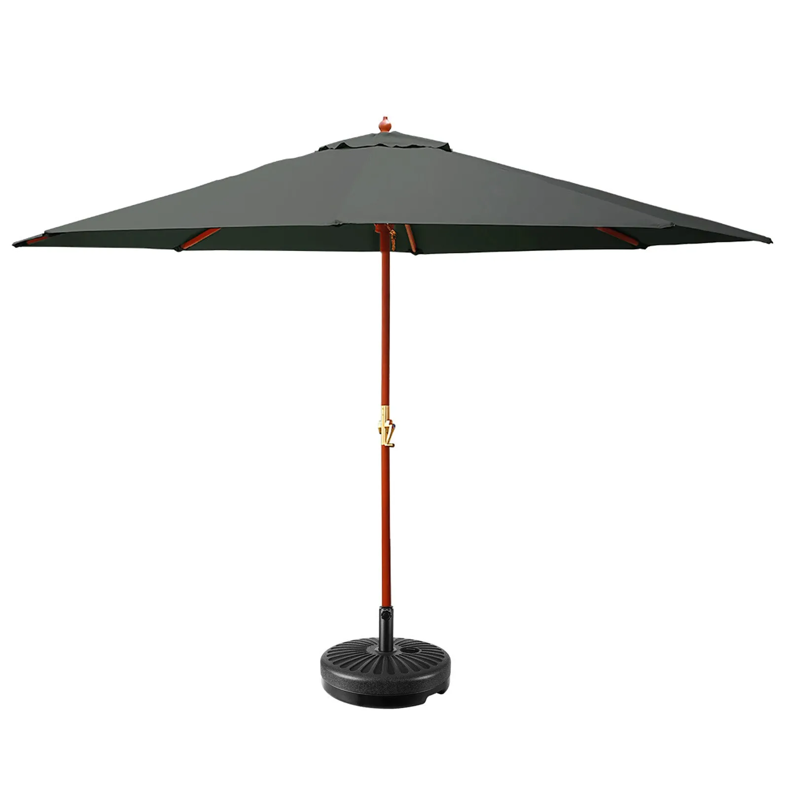 3m Outdoor Umbrella | w/Base | Pole Umbrellas | Garden Sun Stand | Deck | Charcoal