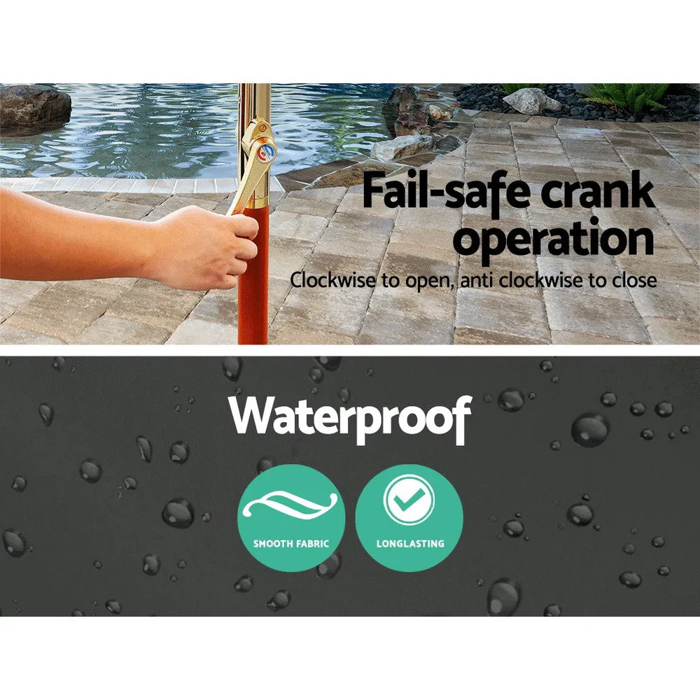 3m Outdoor Umbrella | w/Base | Pole Umbrellas | Garden Sun Stand | Deck | Charcoal