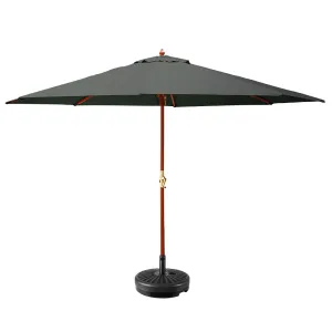 3m Outdoor Umbrella | w/Base | Pole Umbrellas | Garden Sun Stand | Deck | Charcoal