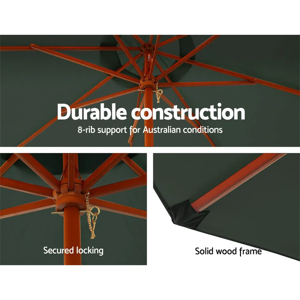 3m Outdoor Umbrella | w/Base | Pole Umbrellas | Garden Sun Stand | Deck | Charcoal
