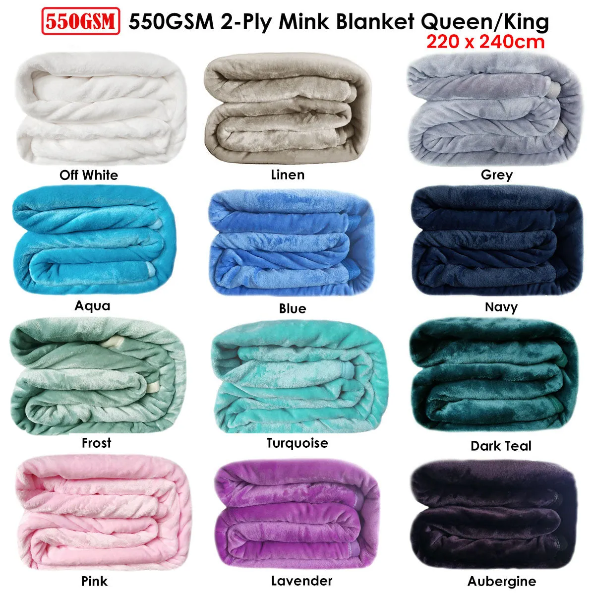550GSM 2-Ply Mink Blanket | Queen/King | Aqua