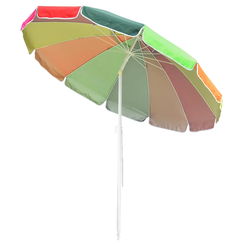 Beach Umbrella w/ Sand Anchor 8ft Tilt 12-Rib
