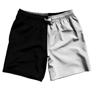 Black And White Quad Color Swim Shorts 7" Made In USA