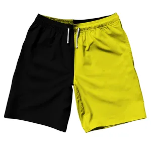 Black And Yellow Quad Color 10" Swim Shorts Made In USA