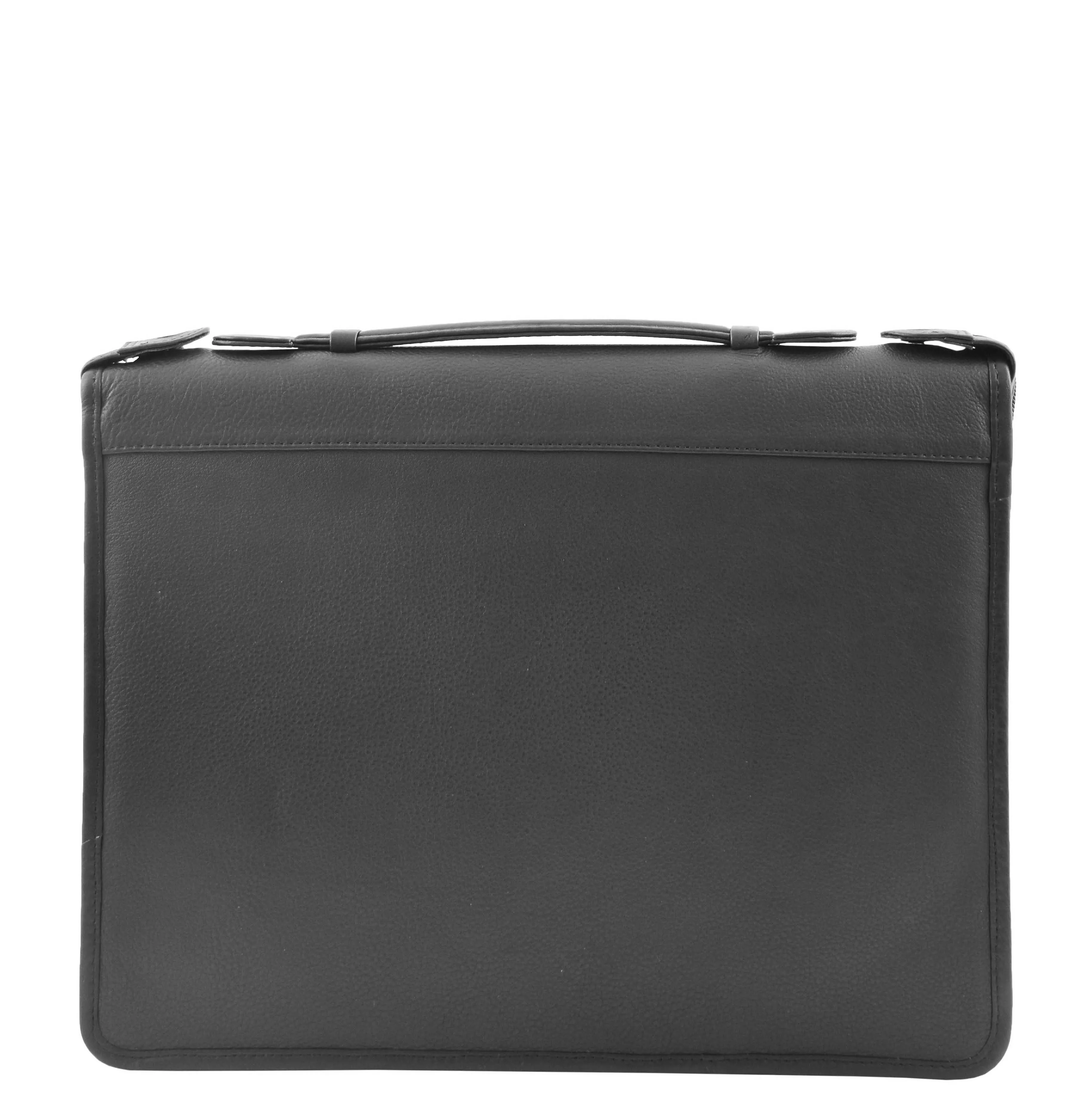 Black Leather A4 Ring Binder File Folio Office Bag Zip Organiser Braga