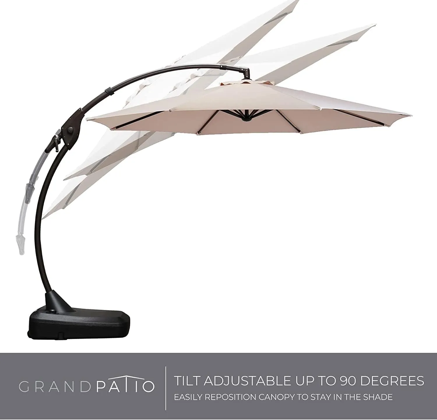 Deluxe Curvy Aluminum Offset Umbrella, Patio Cantilever Umbrella