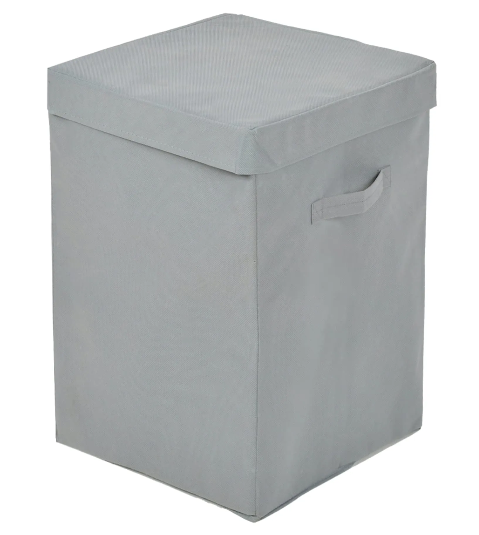 Heart Home Non-Woven Laundry Basket, Clothes Hamper For Laundry Closet, Bedroom, Bathroom With Lid & Handles (Grey)-44HH0186
