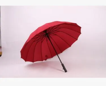 High Quality 24 Rib Firm Solid Windproof Long Straight Handle Anti-UV Sun/Rain Stick Large Outdoor Umbrella Manual Big Parasol