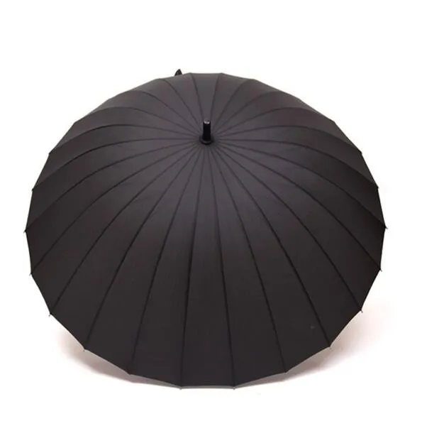 High Quality 24 Rib Firm Solid Windproof Long Straight Handle Anti-UV Sun/Rain Stick Large Outdoor Umbrella Manual Big Parasol