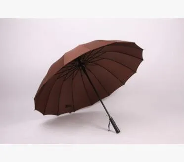 High Quality 24 Rib Firm Solid Windproof Long Straight Handle Anti-UV Sun/Rain Stick Large Outdoor Umbrella Manual Big Parasol