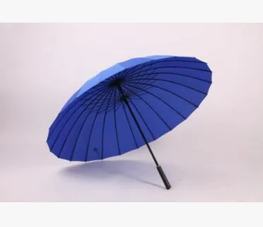 High Quality 24 Rib Firm Solid Windproof Long Straight Handle Anti-UV Sun/Rain Stick Large Outdoor Umbrella Manual Big Parasol