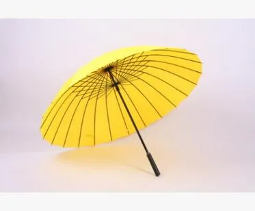 High Quality 24 Rib Firm Solid Windproof Long Straight Handle Anti-UV Sun/Rain Stick Large Outdoor Umbrella Manual Big Parasol