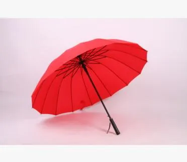 High Quality 24 Rib Firm Solid Windproof Long Straight Handle Anti-UV Sun/Rain Stick Large Outdoor Umbrella Manual Big Parasol
