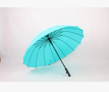 High Quality 24 Rib Firm Solid Windproof Long Straight Handle Anti-UV Sun/Rain Stick Large Outdoor Umbrella Manual Big Parasol