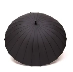 High Quality 24 Rib Firm Solid Windproof Long Straight Handle Anti-UV Sun/Rain Stick Large Outdoor Umbrella Manual Big Parasol