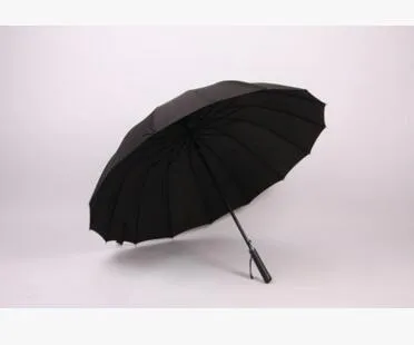 High Quality 24 Rib Firm Solid Windproof Long Straight Handle Anti-UV Sun/Rain Stick Large Outdoor Umbrella Manual Big Parasol