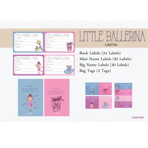 Label Set <br/>Little Ballerina Theme<br><span style="font-size: 11px; font-family:Helvetica,Arial,sans-serif;">Assorted pack containing 146 labels and 2 bag tags </span>