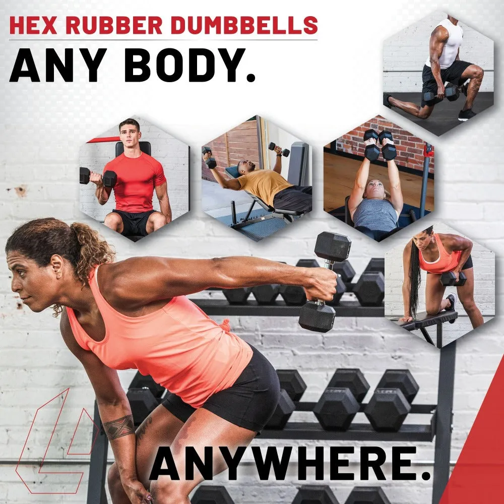 Lifeline Hex Rubber Dumbbells