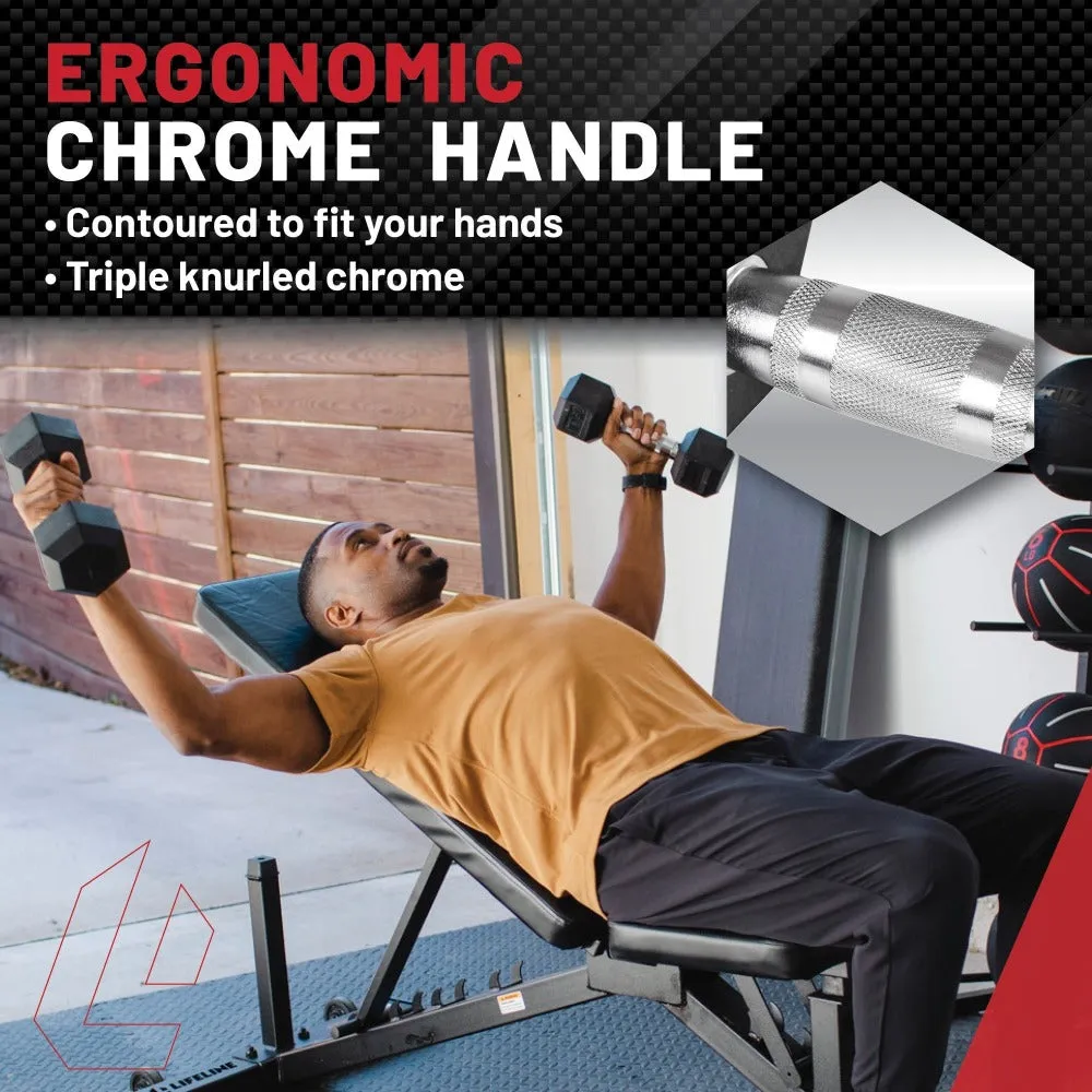 Lifeline Hex Rubber Dumbbells
