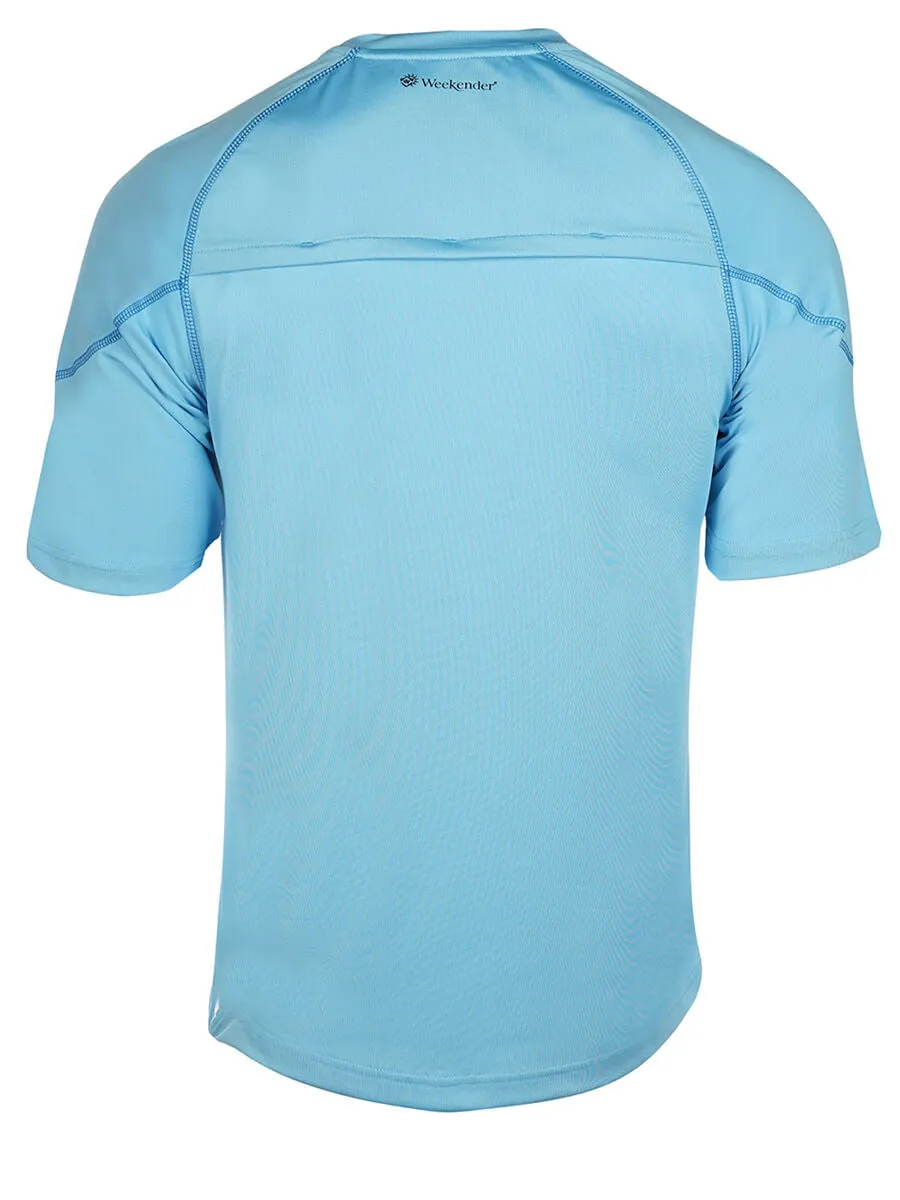 Men's Rashguard Swim Shirt - Aqua Solar Loose Fit Short Sleeve