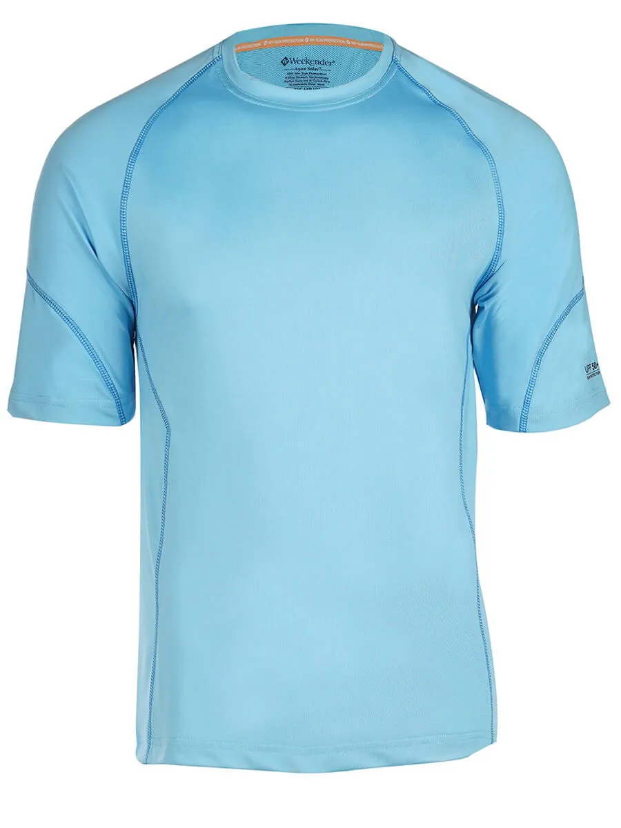 Men's Rashguard Swim Shirt - Aqua Solar Loose Fit Short Sleeve