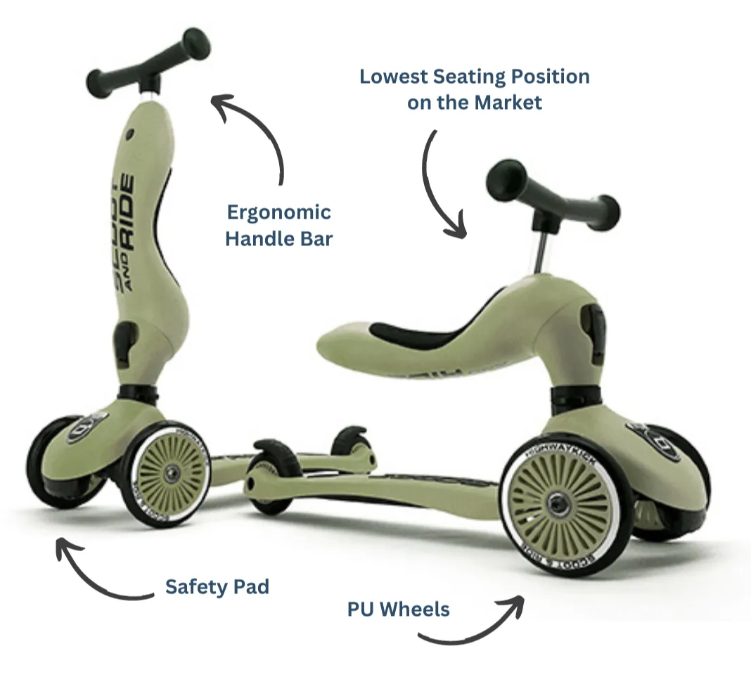 Scooter - Highwaykick 1 - 2 in 1 Kickboard/ Kickboard with Seat - Olive