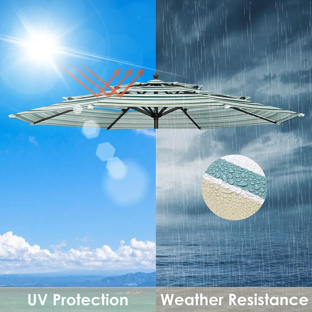 TheLAShop 10ft 3-Tiered 8-Rib Patio Market Umbrella Replacement Canopy