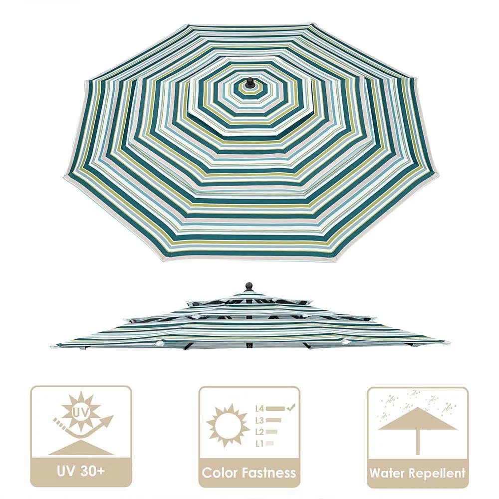 TheLAShop 10ft 3-Tiered 8-Rib Patio Market Umbrella Replacement Canopy