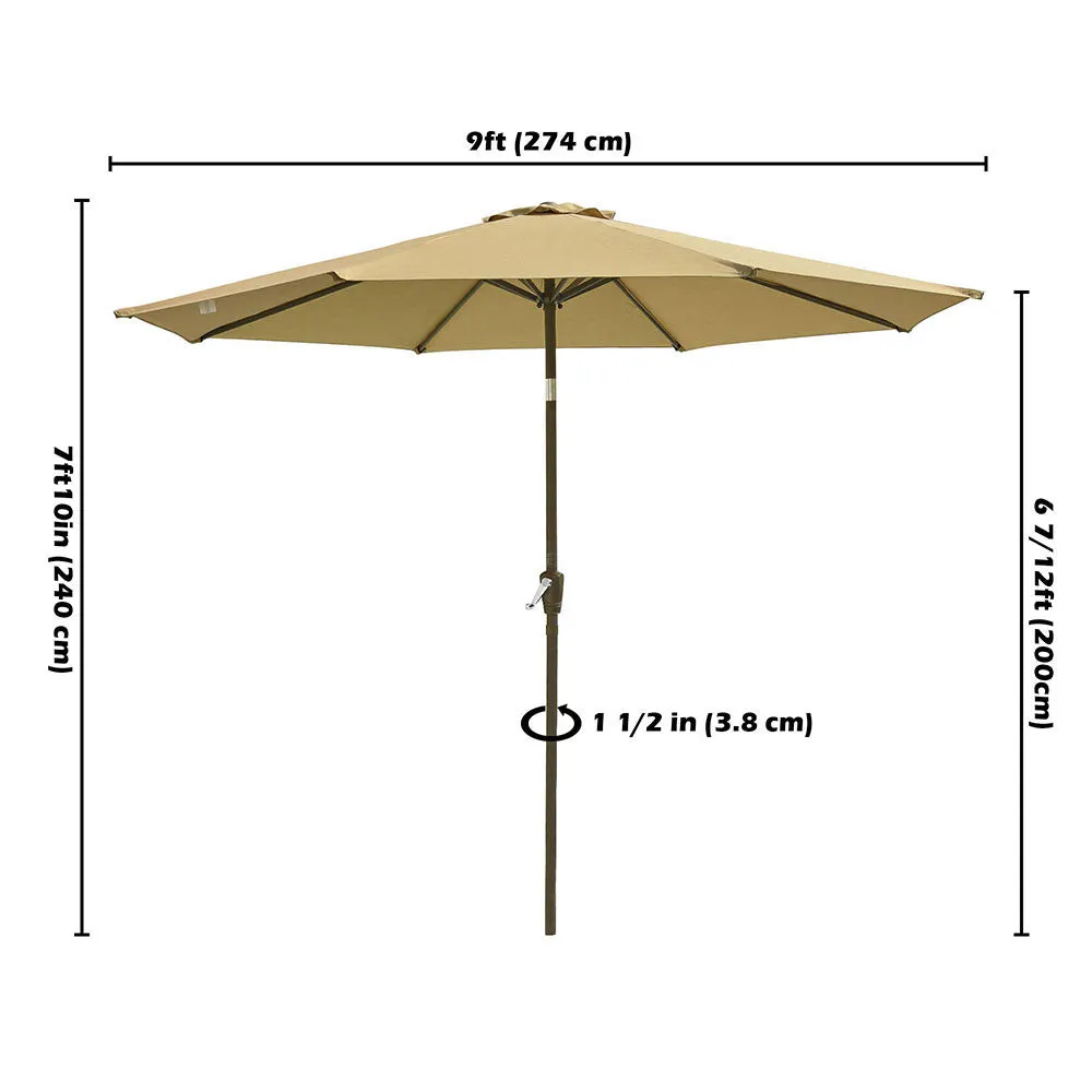 TheLAShop 9 ft 8-Rib Outdoor Patio Tilt Umbrella 200 gsm Canopy