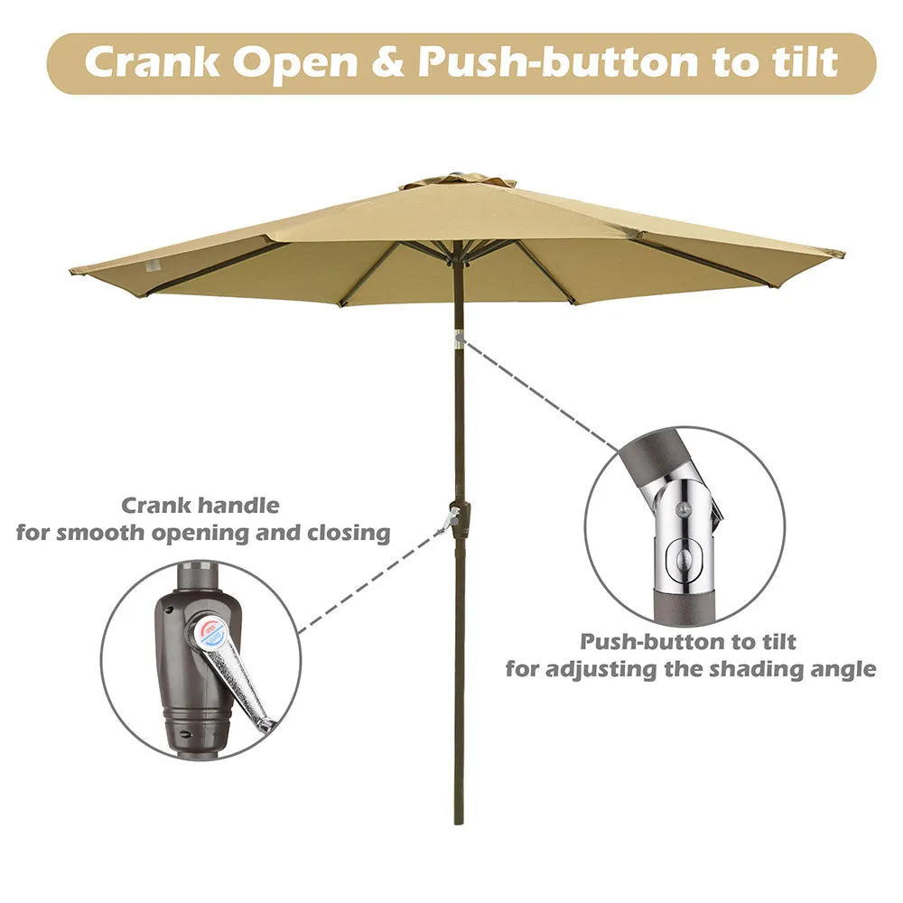 TheLAShop 9 ft 8-Rib Outdoor Patio Tilt Umbrella 200 gsm Canopy