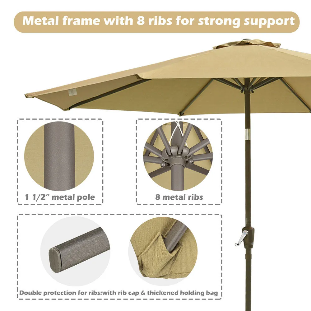 TheLAShop 9 ft 8-Rib Outdoor Patio Tilt Umbrella 200 gsm Canopy