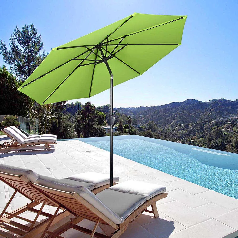 TheLAShop 9 ft 8-Rib Patio Umbrella Tilt & Crank 220g Yarn-dyed Canopy UV50 