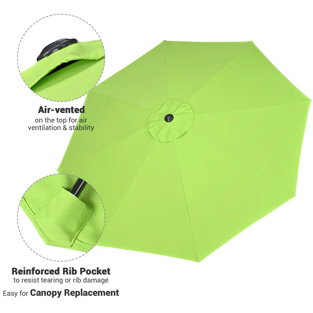 TheLAShop 9 ft 8-Rib Patio Umbrella Tilt & Crank 220g Yarn-dyed Canopy UV50 